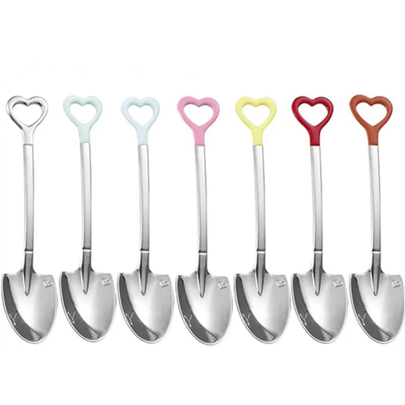 7pcs Set Creative Heart-shaped Spoon Shovel Spoon Tip Shovel