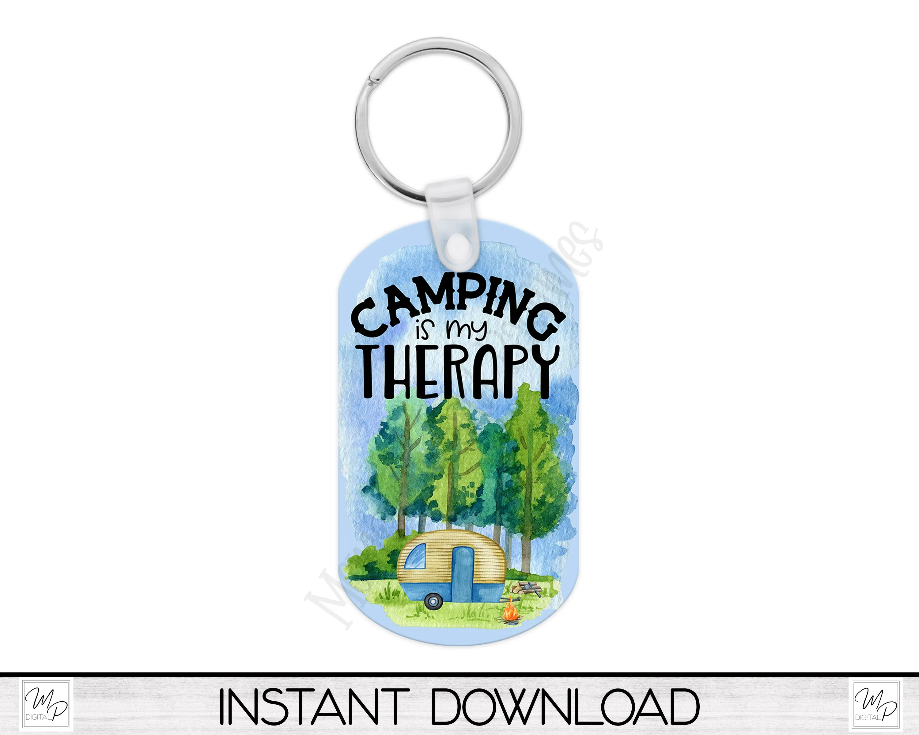 Camping Dog Tag Keychain Sublimation PNG Design, Digital Download for Sublimation, MDF Camper Sign PNG