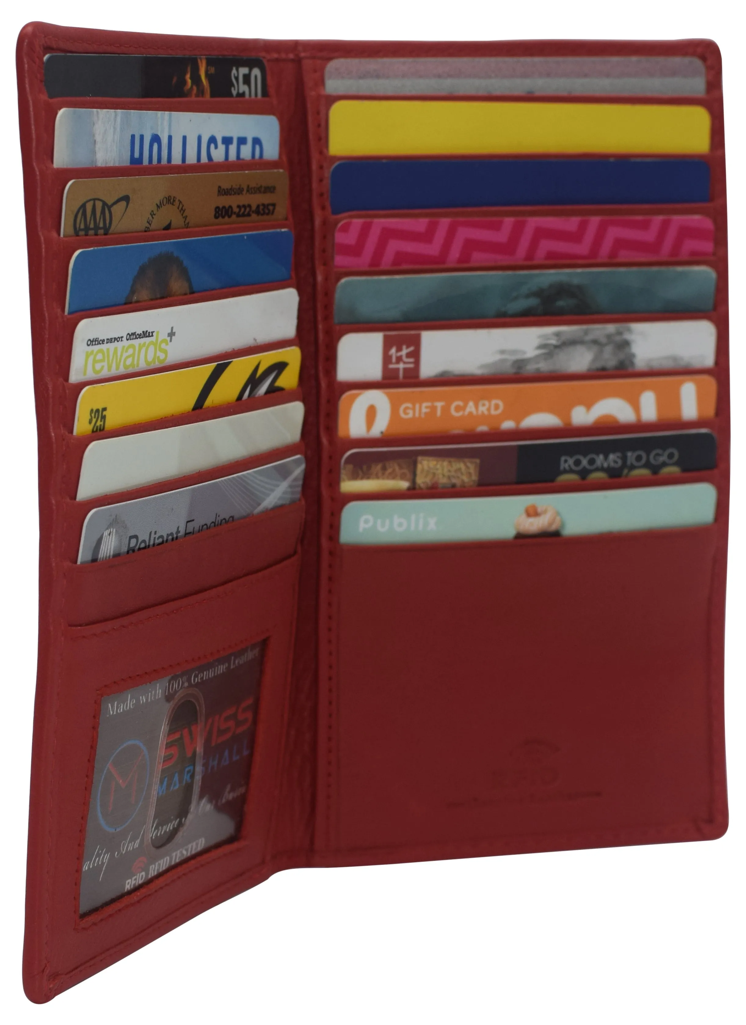 Swiss Marshall RFID Blocking Genuine Leather Mens Long ID 17 Credit Card Security Wallet Colors