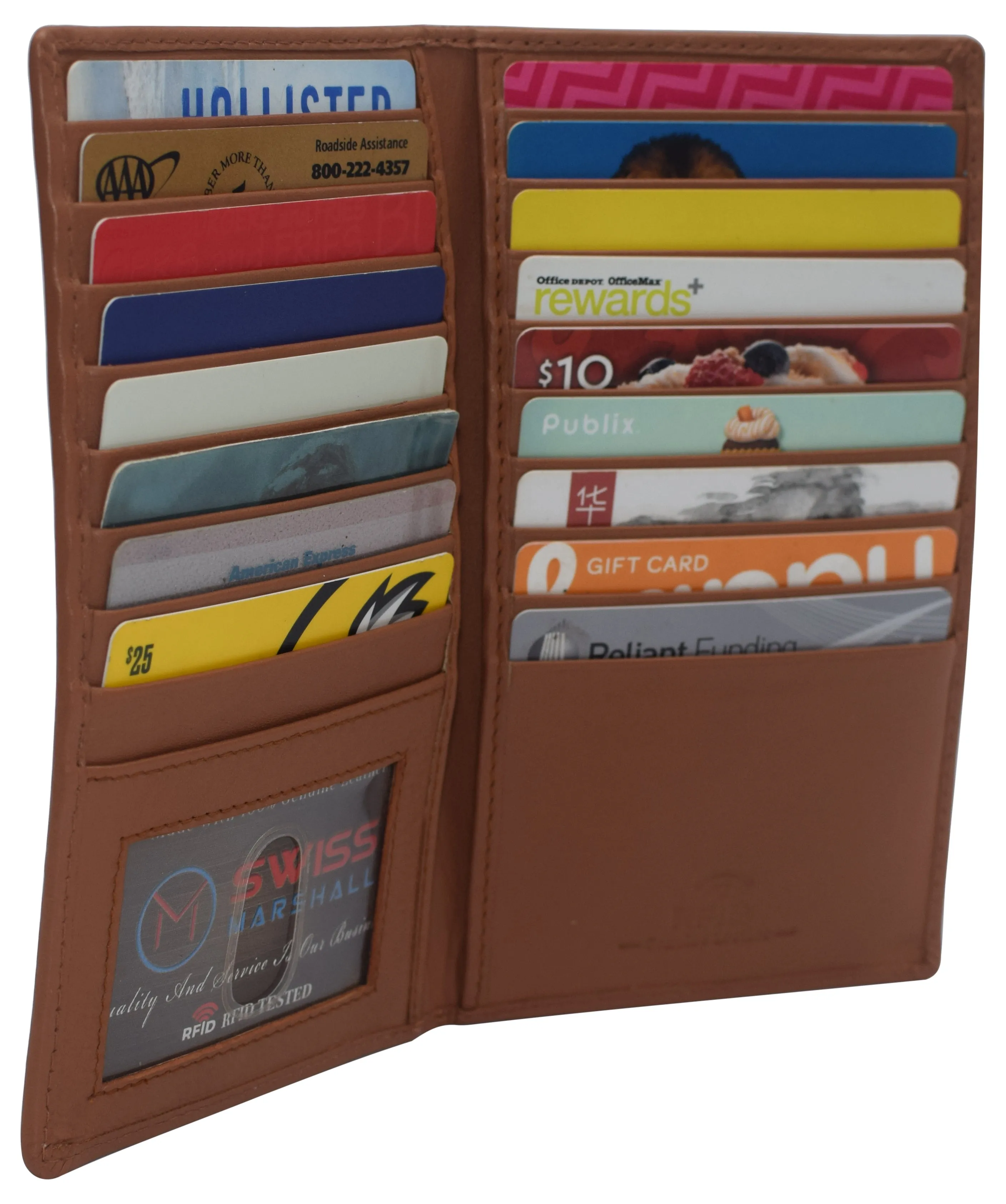 Swiss Marshall RFID Blocking Genuine Leather Mens Long ID 17 Credit Card Security Wallet Colors
