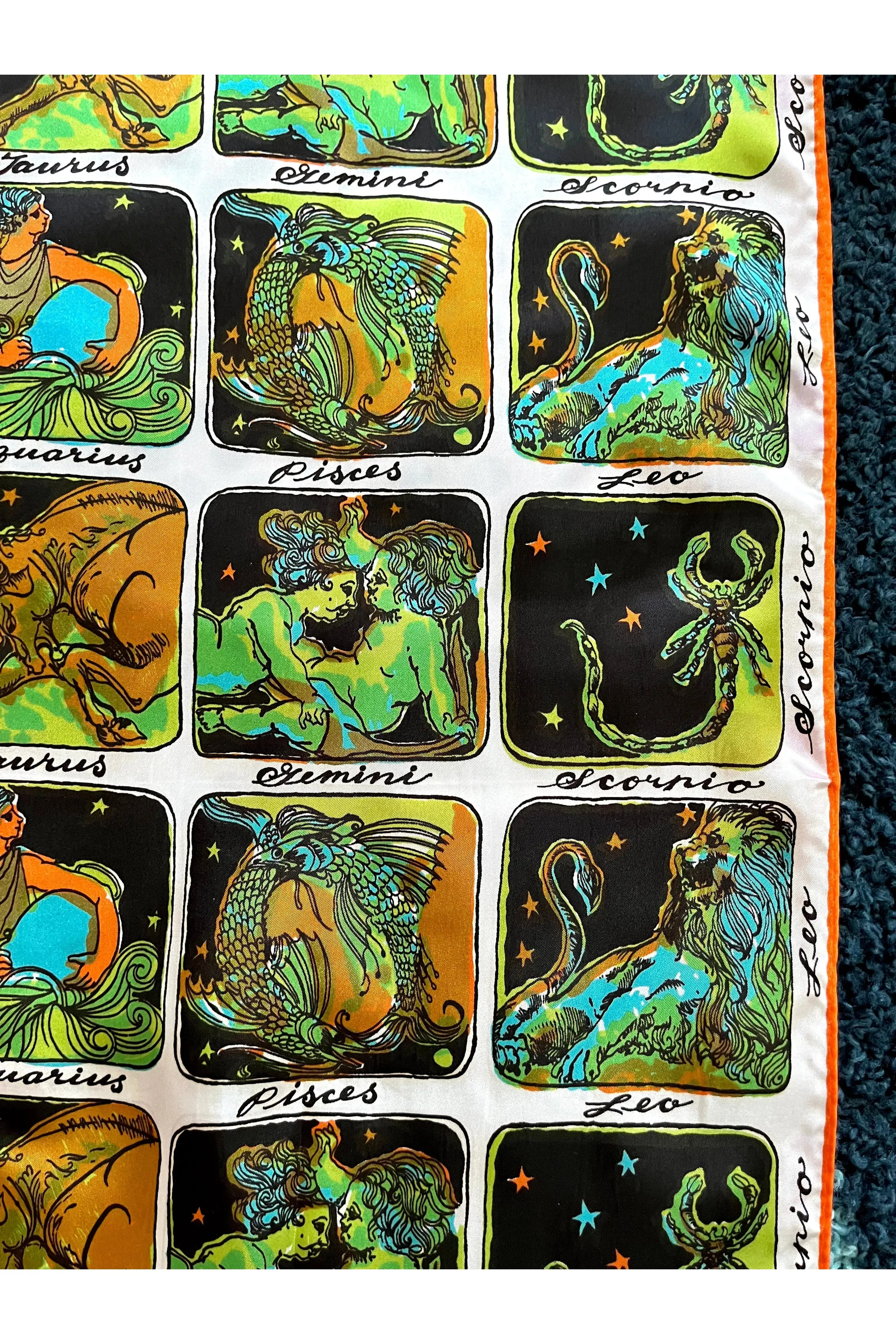 Vintage RARE 60s-70s Zodiac Print Scarf